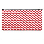 Poppy Red & White Zigzag Pattern Pencil Case Back