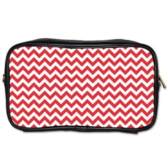 Poppy Red & White Zigzag Pattern Toiletries Bag (two Sides)