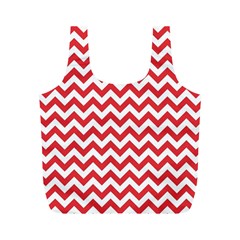 Poppy Red & White Zigzag Pattern Full Print Recycle Bag (m)