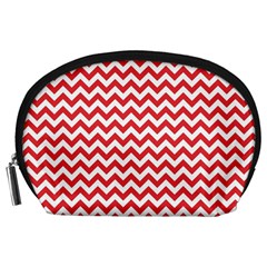 Poppy Red & White Zigzag Pattern Accessory Pouch (large)