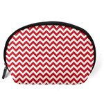 Poppy Red & White Zigzag Pattern Accessory Pouch (Large) Back