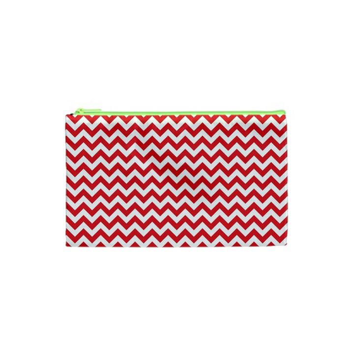 Poppy Red & White Zigzag Pattern Cosmetic Bag (XS)