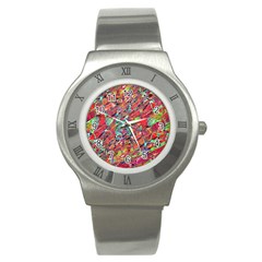 Expressive Abstract Grunge Stainless Steel Watch by dflcprints