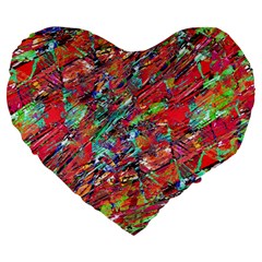 Expressive Abstract Grunge Large 19  Premium Heart Shape Cushions by dflcprints