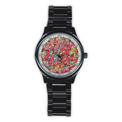 Expressive Abstract Grunge Stainless Steel Round Watch by dflcprints