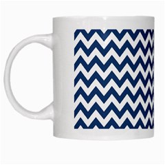 Navy Blue & White Zigzag Pattern White Mug