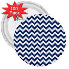 Navy Blue & White Zigzag Pattern 3  Button (100 Pack) by Zandiepants