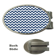 Navy Blue & White Zigzag Pattern Money Clip (Oval)