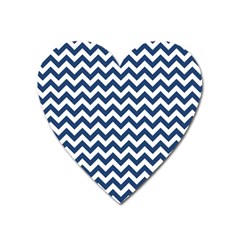 Navy Blue & White Zigzag Pattern Magnet (Heart)