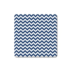 Navy Blue & White Zigzag Pattern Magnet (square) by Zandiepants