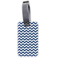 Navy Blue & White Zigzag Pattern Luggage Tag (two sides)