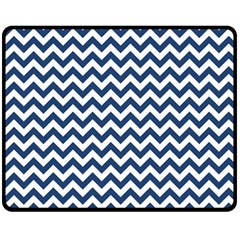 Navy Blue & White Zigzag Pattern Fleece Blanket (Medium)