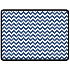 Navy Blue & White Zigzag Pattern Double Sided Fleece Blanket (Large)