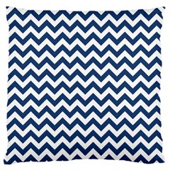 Navy Blue & White Zigzag Pattern Standard Flano Cushion Case (One Side)