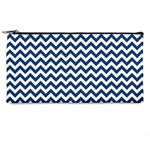 Navy Blue & White Zigzag Pattern Pencil Case Front