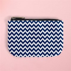 Navy Blue & White Zigzag Pattern Mini Coin Purse