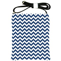 Navy Blue & White Zigzag Pattern Shoulder Sling Bag