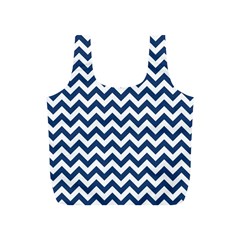 Navy Blue & White Zigzag Pattern Full Print Recycle Bag (S)