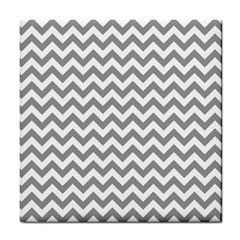 Medium Grey & White Zigzag Pattern Tile Coaster