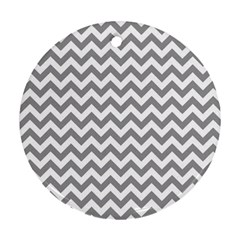 Medium Grey & White Zigzag Pattern Ornament (round) by Zandiepants