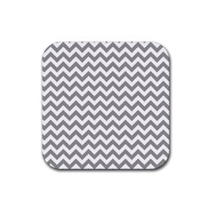 Medium Grey & White Zigzag Pattern Rubber Coaster (square) by Zandiepants