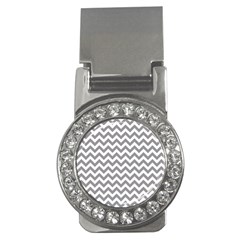 Medium Grey & White Zigzag Pattern Money Clip (cz) by Zandiepants