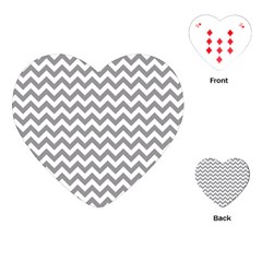 Medium Grey & White Zigzag Pattern Playing Cards (heart)