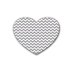 Medium Grey & White Zigzag Pattern Rubber Coaster (heart) by Zandiepants