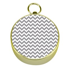 Medium Grey & White Zigzag Pattern Gold Compass