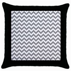 Medium Grey & White Zigzag Pattern Throw Pillow Case (black) by Zandiepants