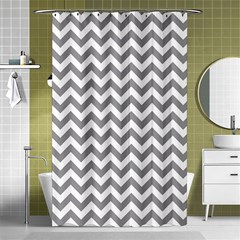 Medium Grey & White Zigzag Pattern Shower Curtain 48  X 72  (small)