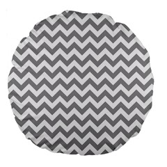 Medium Grey & White Zigzag Pattern Large 18  Premium Round Cushion  by Zandiepants