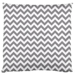 Medium Grey & White Zigzag Pattern Large Flano Cushion Case (one Side)