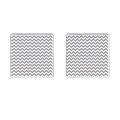 Medium Grey & White Zigzag Pattern Cufflinks (square) by Zandiepants