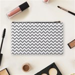 Medium Grey & White Zigzag Pattern Cosmetic Bag (Medium) Back