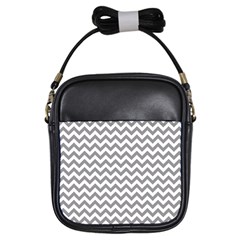 Medium Grey & White Zigzag Pattern Girls Sling Bag by Zandiepants