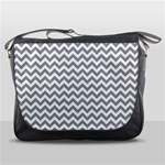 Medium Grey & White Zigzag Pattern Messenger Bag Front