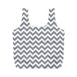 Medium Grey & White Zigzag Pattern Full Print Recycle Bag (M) Back