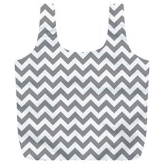 Medium Grey & White Zigzag Pattern Full Print Recycle Bag (xl) by Zandiepants