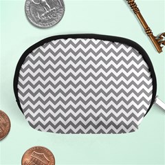 Medium Grey & White Zigzag Pattern Accessory Pouch (medium) by Zandiepants