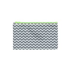 Medium Grey & White Zigzag Pattern Cosmetic Bag (xs) by Zandiepants