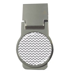 Medium Grey & White Zigzag Pattern Money Clip (round) by Zandiepants