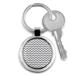 Medium Grey & White Zigzag Pattern Key Chain (round) by Zandiepants