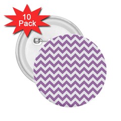 Lilac Purple & White Zigzag Pattern 2 25  Button (10 Pack) by Zandiepants