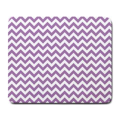 Lilac Purple & White Zigzag Pattern Large Mousepad by Zandiepants