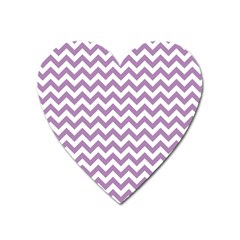 Lilac Purple & White Zigzag Pattern Magnet (heart) by Zandiepants