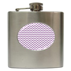 Lilac Purple & White Zigzag Pattern Hip Flask (6 Oz) by Zandiepants