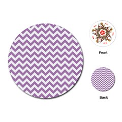 Lilac Purple & White Zigzag Pattern Playing Cards (round) by Zandiepants