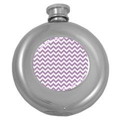 Lilac Purple & White Zigzag Pattern Hip Flask (5 Oz) by Zandiepants