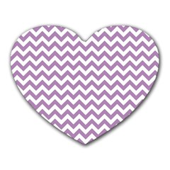 Lilac Purple & White Zigzag Pattern Heart Mousepad by Zandiepants